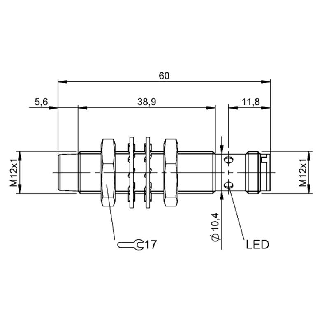 DPI M12 PNP NO P8mm non noyé lg60mm Inox 10-30Vdc / M12 4P-Lire la description