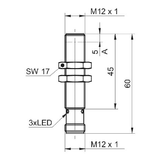 DPI M12 NPN NF P6mm noyé lg60(45)mm Laiton 6-36Vdc / M12 4P-Lire la description