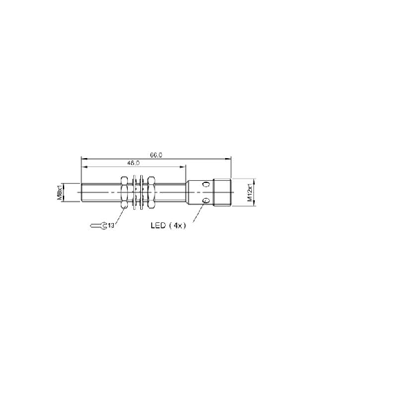 DPI M08 PNP NO P3mm quasi noyé lg66(46)mm / M12 4P-Lire la description