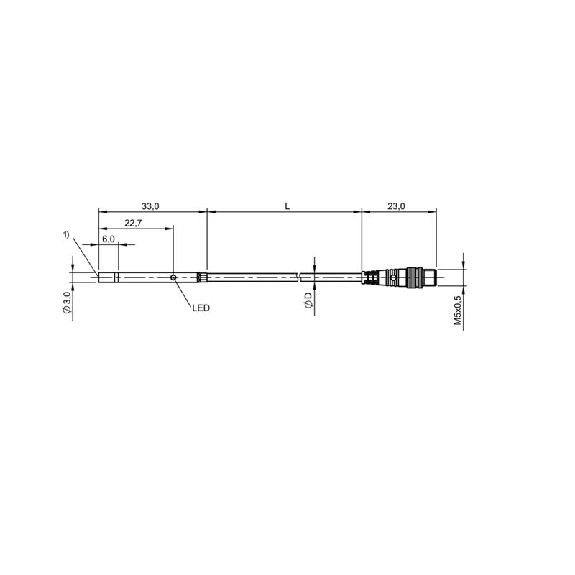DPI D03 PNP NO P3mm non noyé lg33mm Inox 22-26Vdc / M05 4P+C0.3m-Lire la description