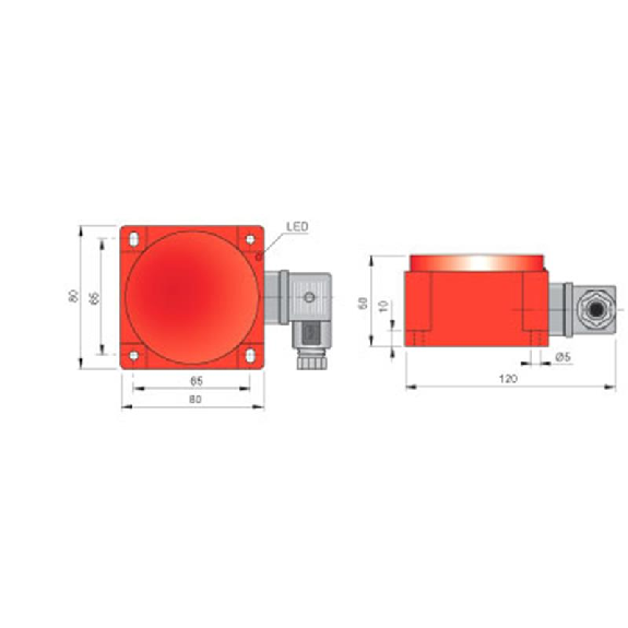 DPI Rect. PNP NO+NF P10-60mm non noyé 80x80x50mm 10-55Vdc / Conn. K-Lire la description