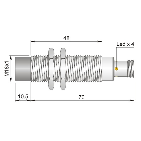 DPI M18 PNP NO P16mm non noyé 80(48)mm Laiton 10-30Vdc / M12 4P-Lire la description