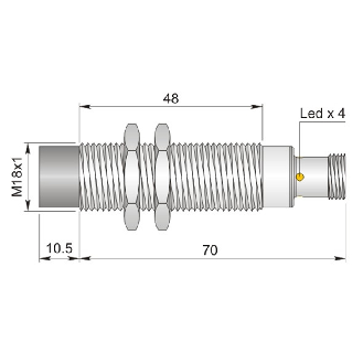 DPI M18 PNP NO P16mm non noyé 80(48)mm Laiton 10-30Vdc / M12 4P-Lire la description