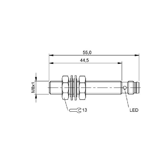 DPI M08 PNP NF P1,5mm noyé lg55(44,5)mm Inox 10-30Vdc / M08 3P-Lire la description