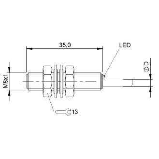DPI M08 PNP NF P1,5mm noyé lg35mm Inox 10-30Vdc / Câble 5m PUR-Lire la description