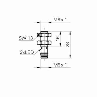 DPI M08 PNP NO P2mm noyé 28(16)mm Acier 10-30Vdc / M08 3P-Lire la description