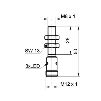 DPI M08 PNP NF P2mm noyé lg50(28)mm Acier 10-30Vdc / M12 4P-Lire la description