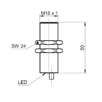 DPI M18 NPN NO P10mm noyé lg50mm 12-30Vdc -40…+80°C / Câble 2m PUR-Lire la description