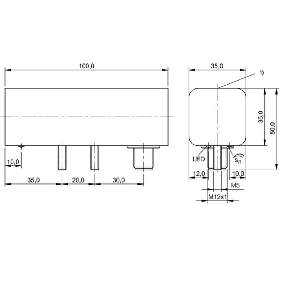 DPI Rect. PNP NO P30mm non noyé 100x35x35mm Plast. / M12A 4P-Lire la description