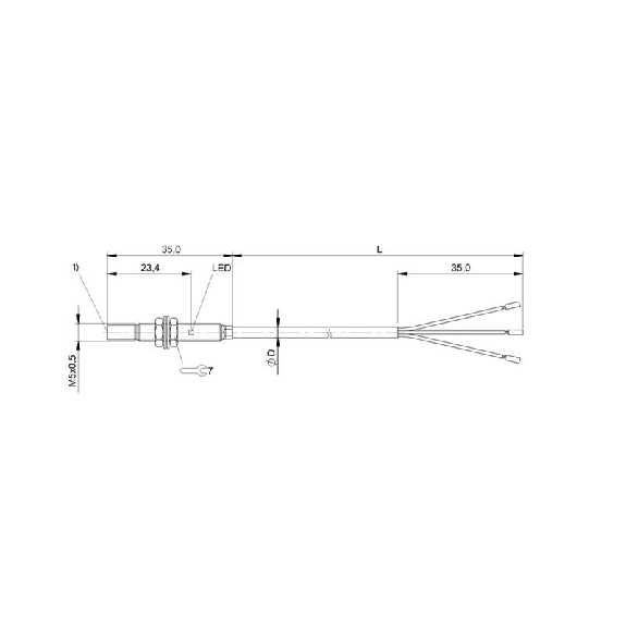DPI M05 PNP NO P5mm non noyé lg35mm Inox 10-30Vdc / Câble 2m PUR-Lire la description