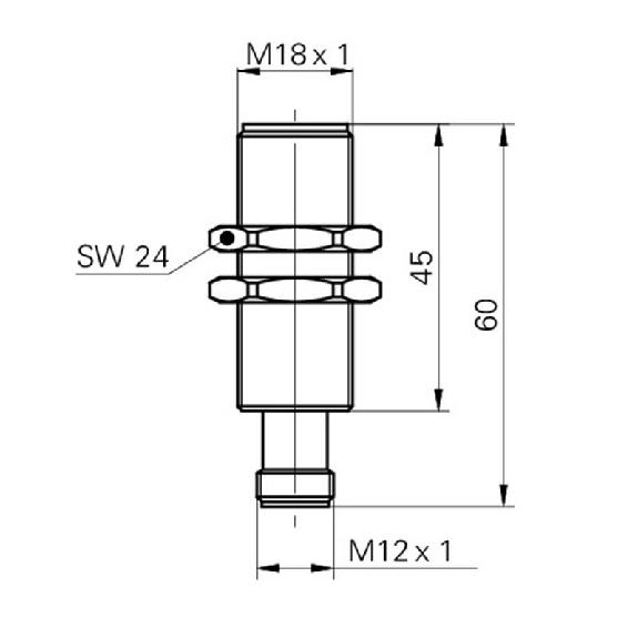DPI M18 PNP NF P6mm quasi-noyé lg60mm tout Inox 10-30Vdc / M12 4P-Lire la description