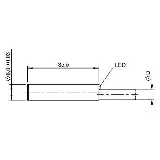 DPI M08 PNP NO P2mm noyé lg35mm Inox 10-30Vdc / Câble 6m PUR-Lire la description