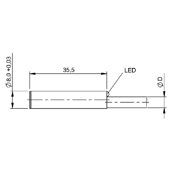 DPI M08 PNP NO P2mm noyé lg35mm Inox 10-30Vdc / Câble 6m PUR-Lire la description