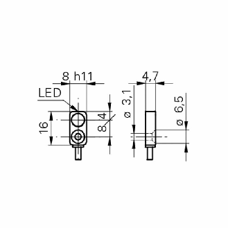 DPI Rect. NPN NO P2mm noyé 8x4,7x16mm 10-30Vdc / Câble 2m-Lire la description