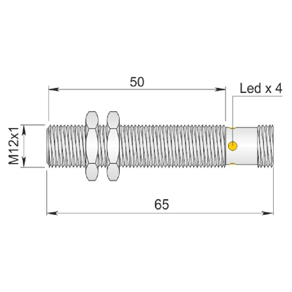 DPI M12 PNP NO P4mm noyé lg65(50)mm Laiton 10-30Vdc / M12 4P-Lire la description