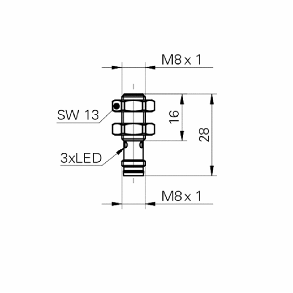 DPI M08 NPN NO P2mm noyé lg28(16)mm 10-30Vdc / M08 3P-Lire la description