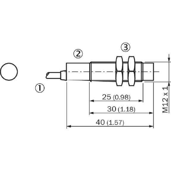 DPI M12 PNP NO P8mm non noyé 40(25)mm Laiton / Câble 2m PVC-Lire la description