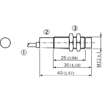 DPI M12 PNP NO P8mm non noyé 40(25)mm Laiton / Câble 2m PVC-Lire la description