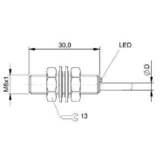 DPI M08 PNP NF P2mm noyé lg30mm Inox 10-30Vdc / Câble 5m PUR-Lire la description