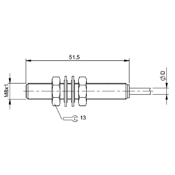 DPI M08 ANA 0-10V P0,5-1,5mm noyé lg51,5mm 15-30Vdc / Câble 3m PUR-Lire la description