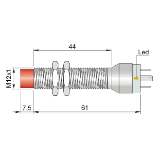DPI M12 PNP NO P4mm non noyé lg61(44)mm Laiton / Connect K-Lire la description
