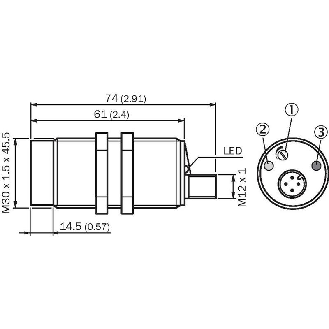 DPC M30 PNP NO+NF P4-25mm non noyé Pot. Plast. 10-36Vdc / M12 4P-Lire la description