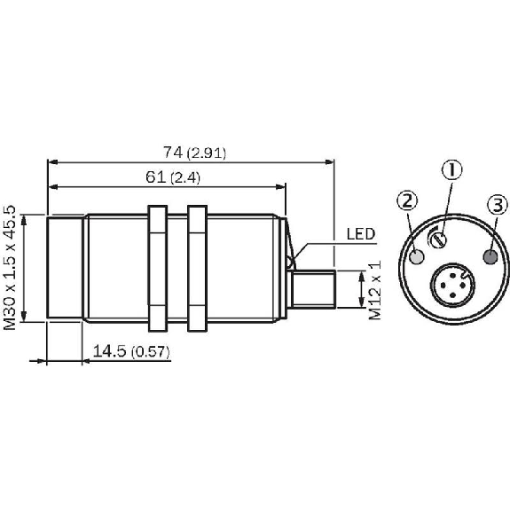 DPC M30 PNP NO+NF P4-25mm non noyé Pot. Plast. 10-36Vdc / M12 4P-Lire la description