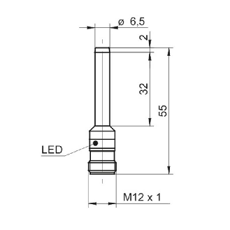 DPI D6,5 PNP NF P3mm non noyé lg55mm IP68/IP69K Inox V4A HD / M12 4P-Lire la description