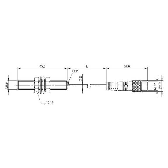 DPI M08 PNP NO P2mm noyé lg45mm Inox 10-30Vdc / M08 3P+C1m-Lire la description