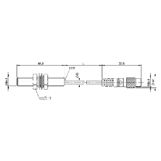 DPI M08 PNP NO P2mm noyé lg45mm Inox 10-30Vdc / M08 3P+C1m-Lire la description