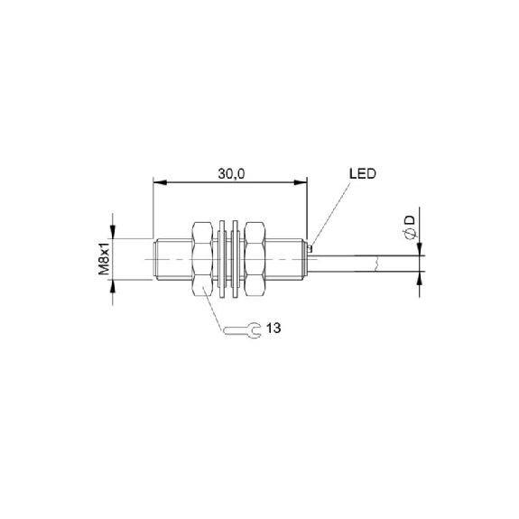 DPI M08 PNP NO P2mm noyé lg30mm Inox 10-30Vdc / Câble 2m PVC-Lire la description
