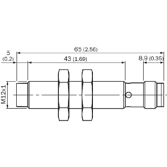 DPI HT M12 PNP NO+NF P8mm non noyé lg65(43)mm Inox V4A 100°C / M12 4P-Lire la description
