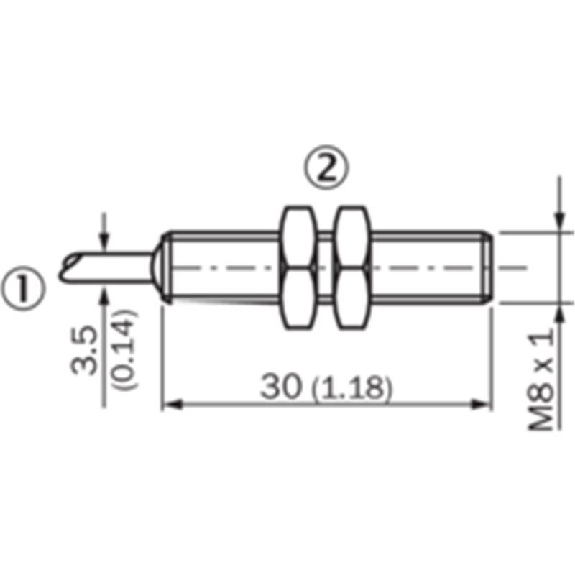 DPI M08 2 fils NAMUR NF P1mm noyé lg30mm / Câble 2m PVC-Lire la description