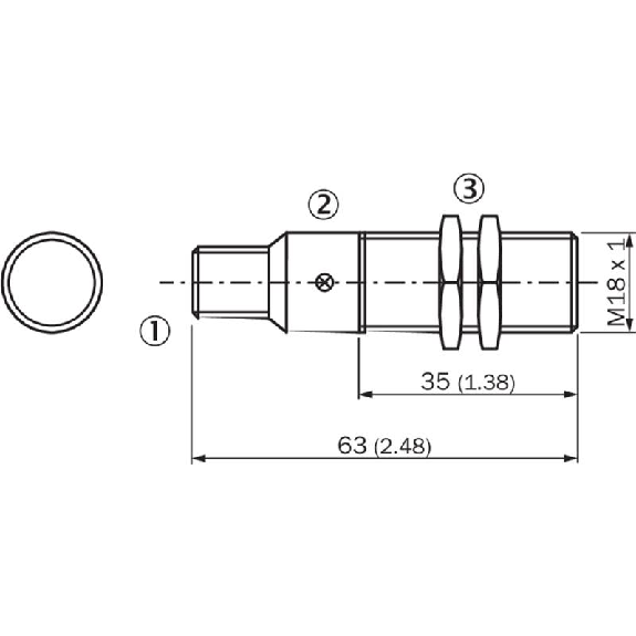 DPI M18 PNP NO+NF P8mm noyé lg64(48)mm Laiton 10-30Vdc / M12 4P-Lire la description