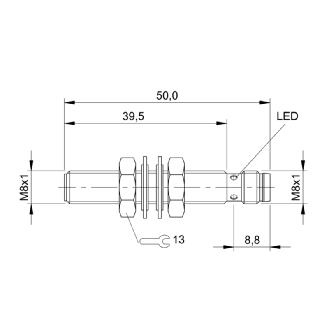 DPI M08 PNP NO P1,5mm noyé lg50(39.5)mm Inox 10-30Vdc / M08 3P-Lire la description