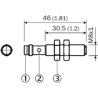 DPI M08 PNP NO P2mm noyé 46(30.5)mm Inox V2A / M08 3P-Lire la description
