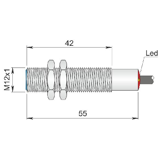 DPI Ex M12 2 fils DC NO P2mm noyé 65(42)mm 20-250Vac / Câble 2m PVC-Lire la description