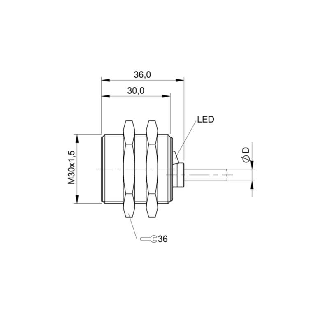 DPI M30 PNP NF P15mm noyé lg36(30)mm Laiton / Câble 5m PUR-Lire la description