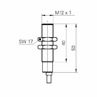 DPI M12 ANA 1-9Vdc P1-2mm noyé lg50(40)mm 14-30Vdc / Câble 2m-Lire la description