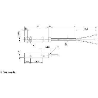 DPI Rect. PNP NO P3mm noyé 8x8x40mm / Câble 2m TPE-Lire la description