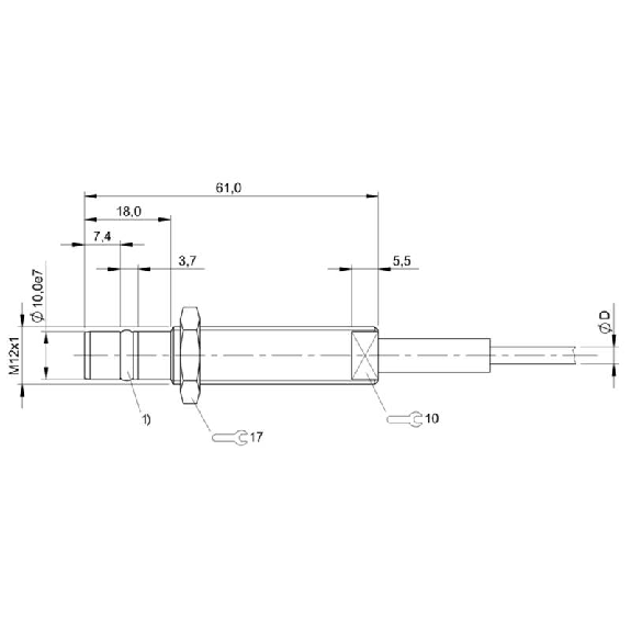 DPI HP M12 PNP NO P1,5mm noyé lg61mm Inox 500bar / Câble 20m PUR DPI HP M12 PNP NO P1,5mm noyé lg61mm Inox 500bar / Câble 20m PUR-Lire la description