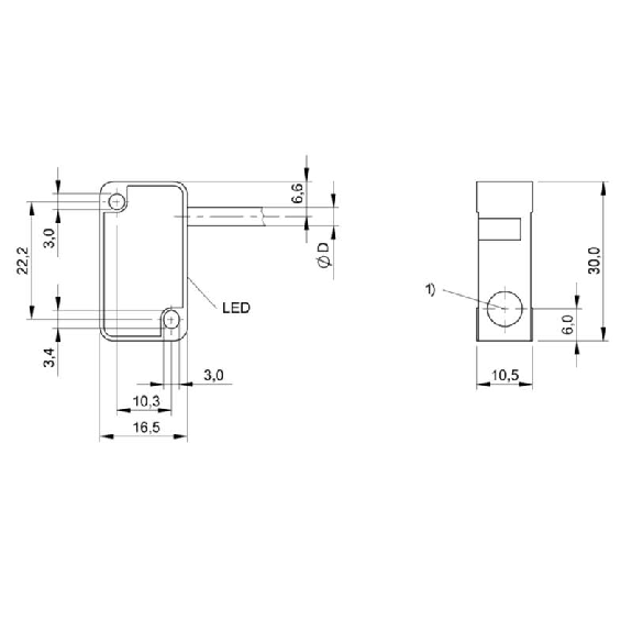 DPI Rect. PNP NO P2mm noyé 30x10,5x16,5mm 10-30Vdc / Câble 2m PVC DPI Rect. PNP NO P2mm noyé 30x10,5x16,5mm 10-30Vdc / Câble 2m PVC-Lire la description