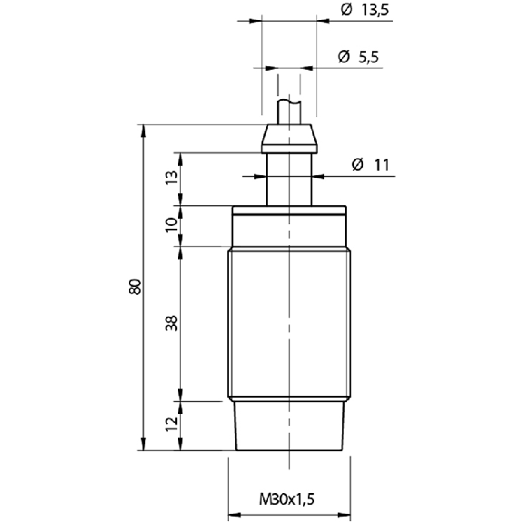 DPI M30 PNP NO P15mm non noyé 80(38)mm Laiton Câble 5m PVC-Lire la description