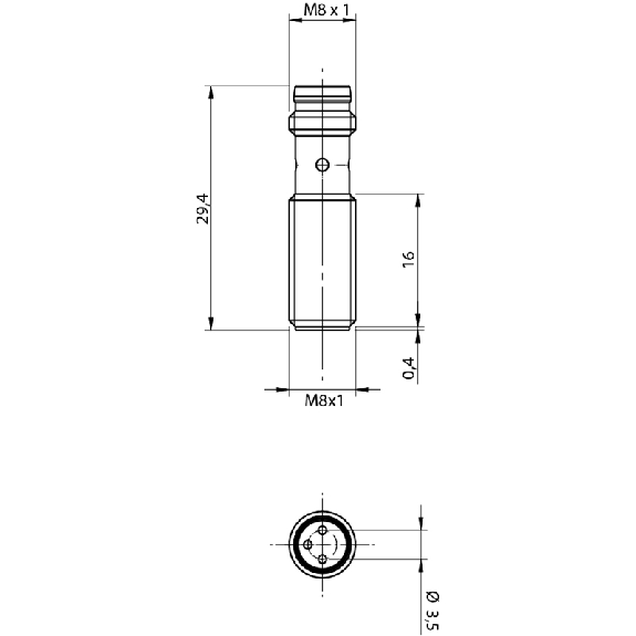 DPI M08 NPN NF P2mm noyé 29,4(16)mm Inox 10-30Vdc M08 3P-Lire la description