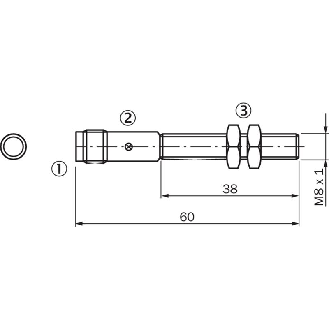 DPI M08 PNP NO P1.5mm noyé lg60(38)mm Laiton 10-30Vdc / M12 4P-Lire la description