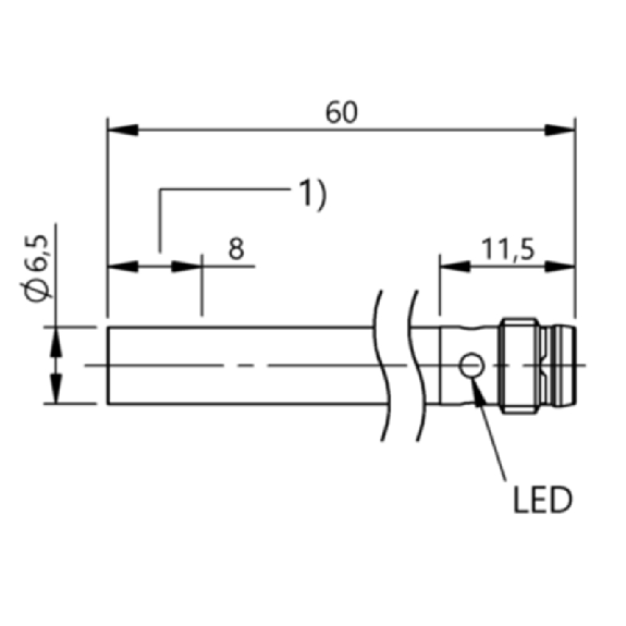 DPI D6.5 PNP NO P4mm quasi-noyé lg60(48.5)mm Inox 10-30Vdc / M08 3P-Lire la description
