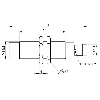 DPI M18 2 fils AC NO P8mm non noyé 83,5(48)mm Laiton 20-250V / M12 4P-Lire la description