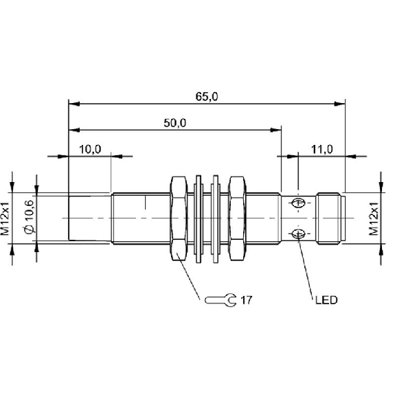 DPI M12 PNP NO P8mm non noyé F1 65(40)mm 10-30Vdc / M12 4P-Lire la description