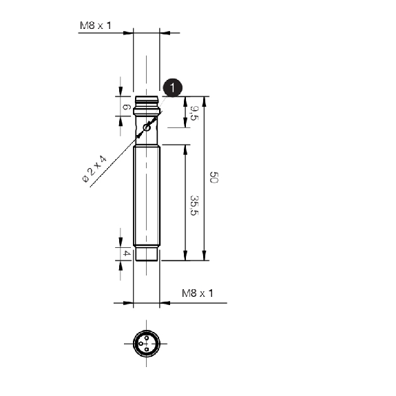 DPI M08 NPN NF P2,5mm non noyé 50(31,5)mm Laiton 10-30Vdc M08 3P-Lire la description