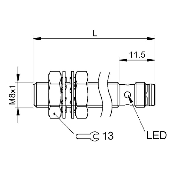DPI M08 PNP NF P2mm noyé lg40(29,5)mm Inox 10-30Vdc / M08 3P-Lire la description